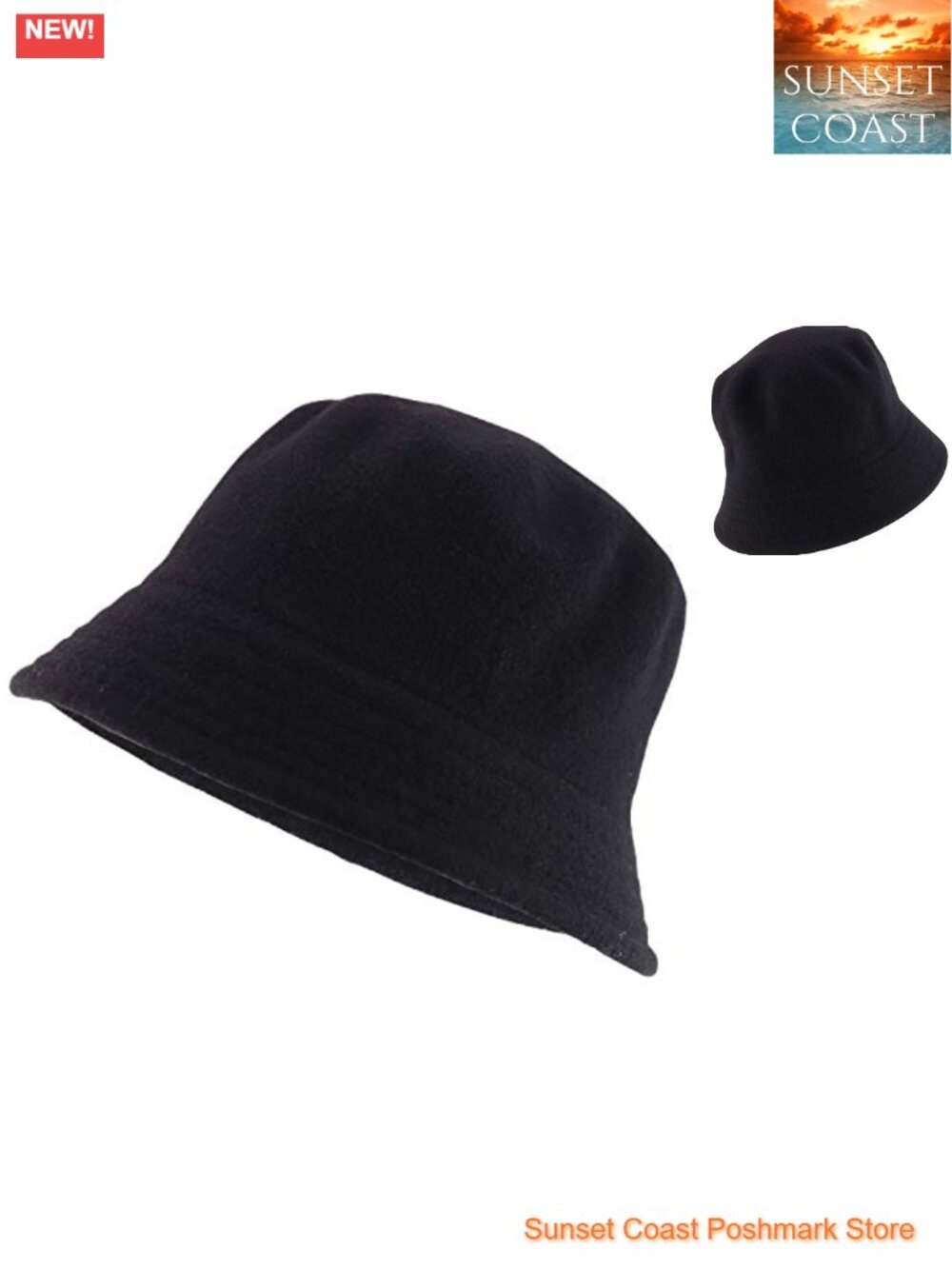 Wool Bucket Hat with Stitched Brim Winter Warm One Size
